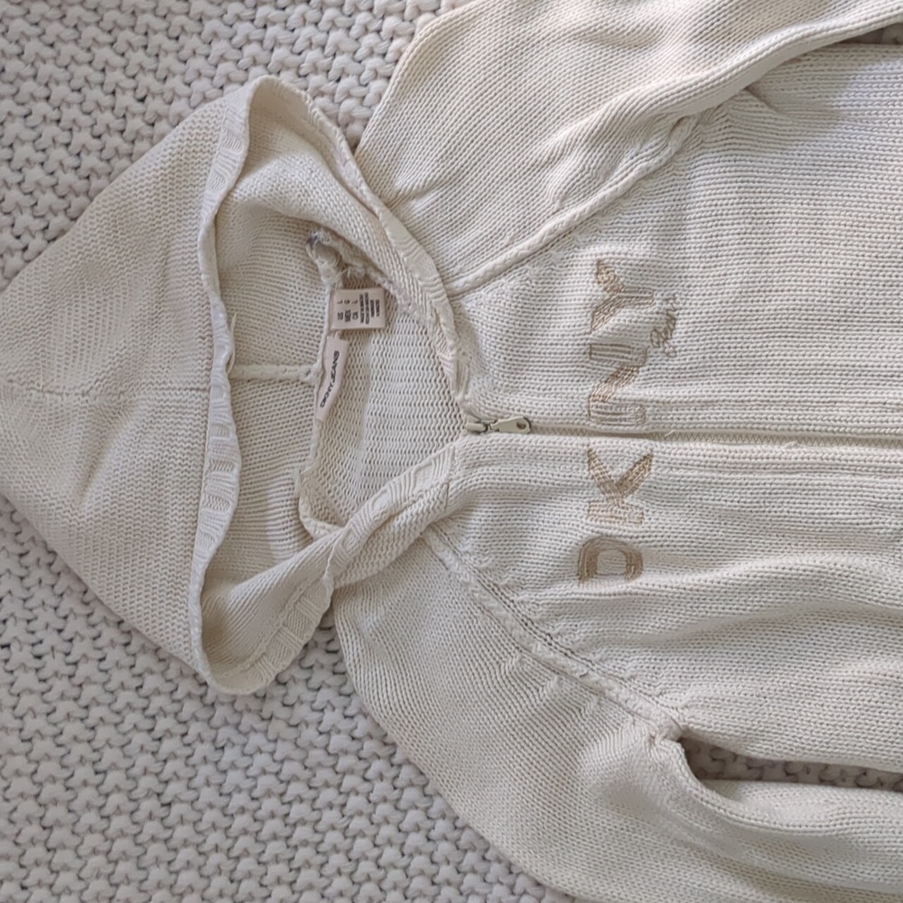 DKNY zip sweater, cream hoodie, size L (fits like M)